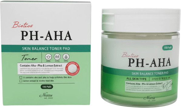 Очищающие пэды с кислотами для проблемной кожи «Biotics PH-AHA Skin Balance Toner Pad» | Nueu