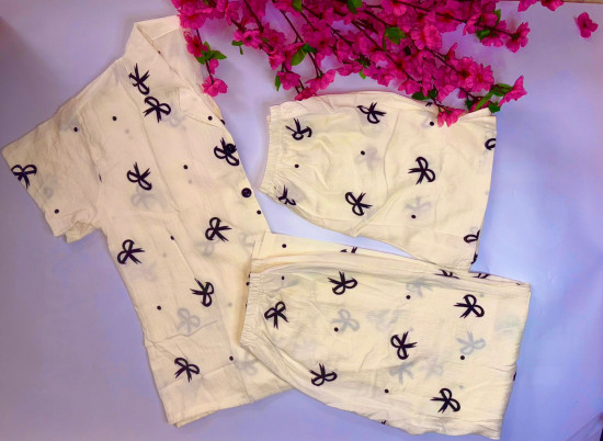 Пижама-тройка женская «Черные бантики»