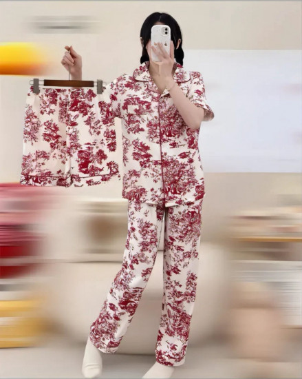 Пижама-тройка женская «Красные разводы»