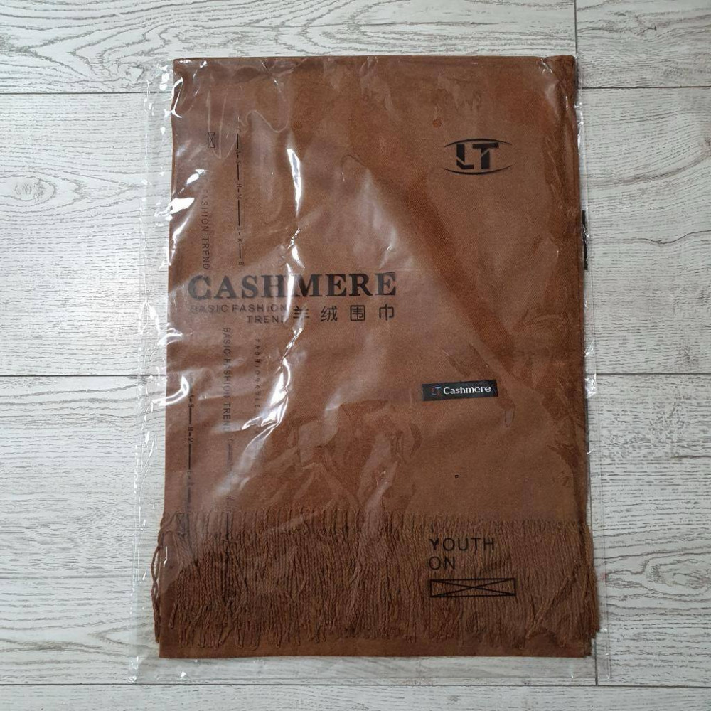 Палантин кашемировый однотонный с бахромой | Bonogeed