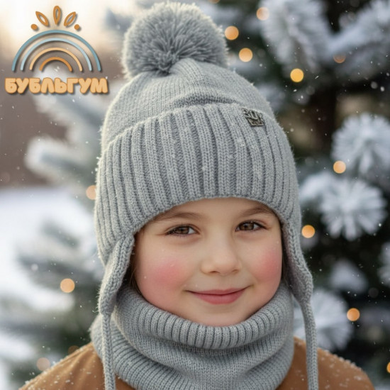 Детский зимний комплект шапка со снудом для мальчиков
