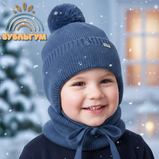 Детский зимний комплект шапка со снудом для мальчиков