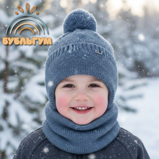 Детский зимний комплект шапка со снудом для мальчиков