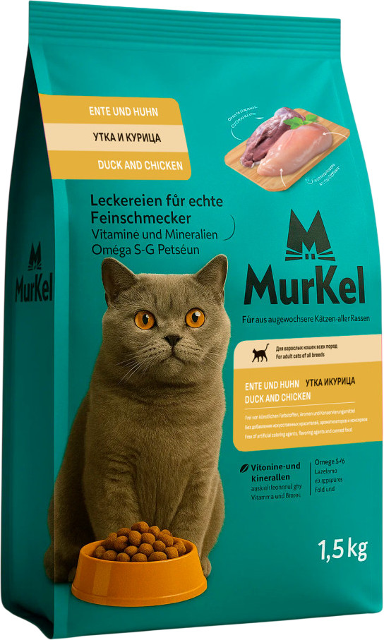 Корм для кошек сухой со вкусом курицы и утки | Murkel