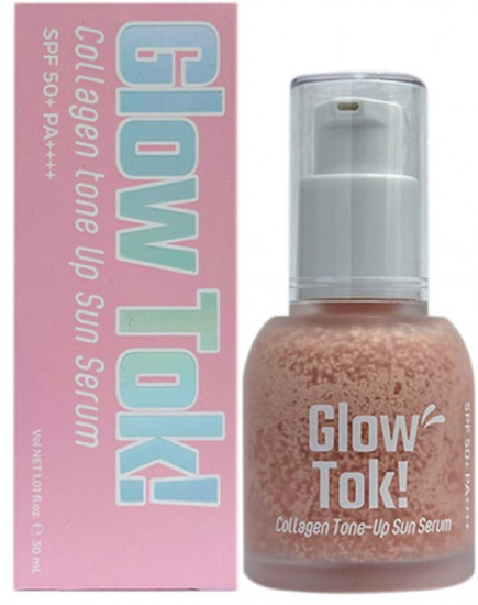 Солнцезащитная сыворотка с коллагеном «Glow Tok! Collagen Ton-Up Sun Serum» SPF 50+ PA++++
