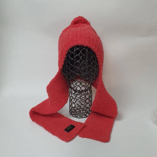 Шапка-ушанка двойной вязки с шерстью мериноса на флисе