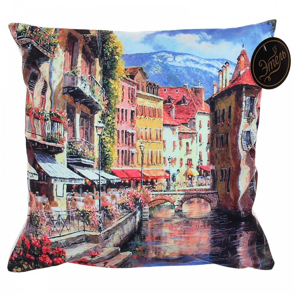 Наволочка декоративная «Венециан канале» (40х40 см, велюр, полиэстр) | Этель