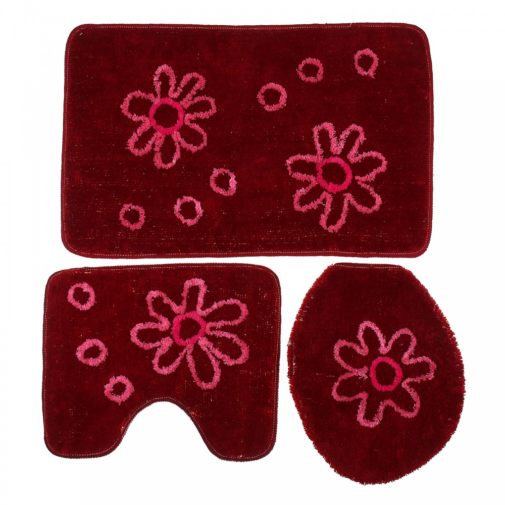 Набор ковриков для ванной и туалета «Цветы» 3 шт, 50 х 80, 40 х 50, 38 х 40 см | Доляна