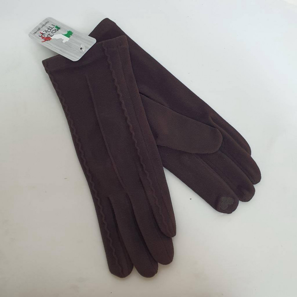 Перчатки женские сенсорные тонкие из флиса с декоративным швом | Moda Italia