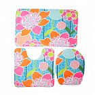 Набор ковриков для ванной и туалета «Цветы» 3 шт