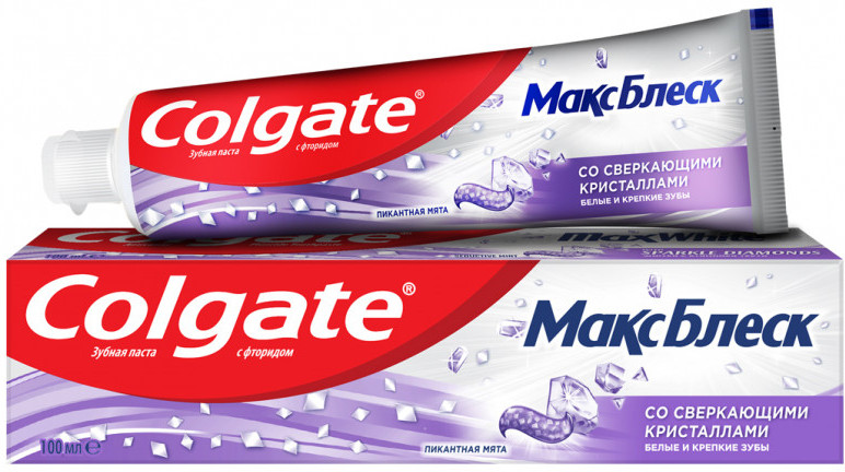 Зубная паста отбеливающая со сверкающими кристаллами «Пикантная мята» | Макс Блеск | Colgate