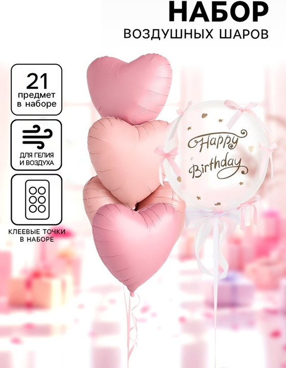 Набор шаров воздушных «Happy Birthday» | Страна Карнавалия