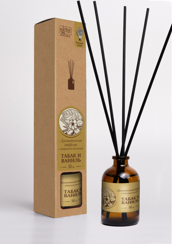 Ароматический диффузор для дома с фибровыми палочками «Табак ваниль» | EIFFELAROMA