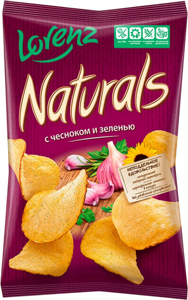 Картофельные чипсы с чесноком и зеленью | Naturals | Lorenz