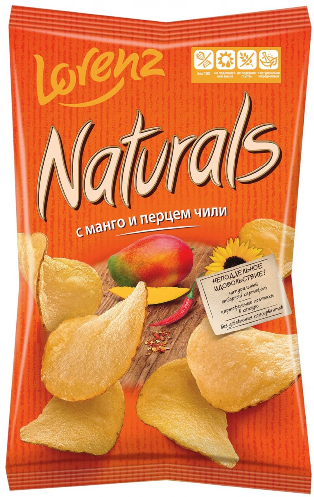 Картофельные чипсы с морской солью и перцем | Naturals | Lorenz