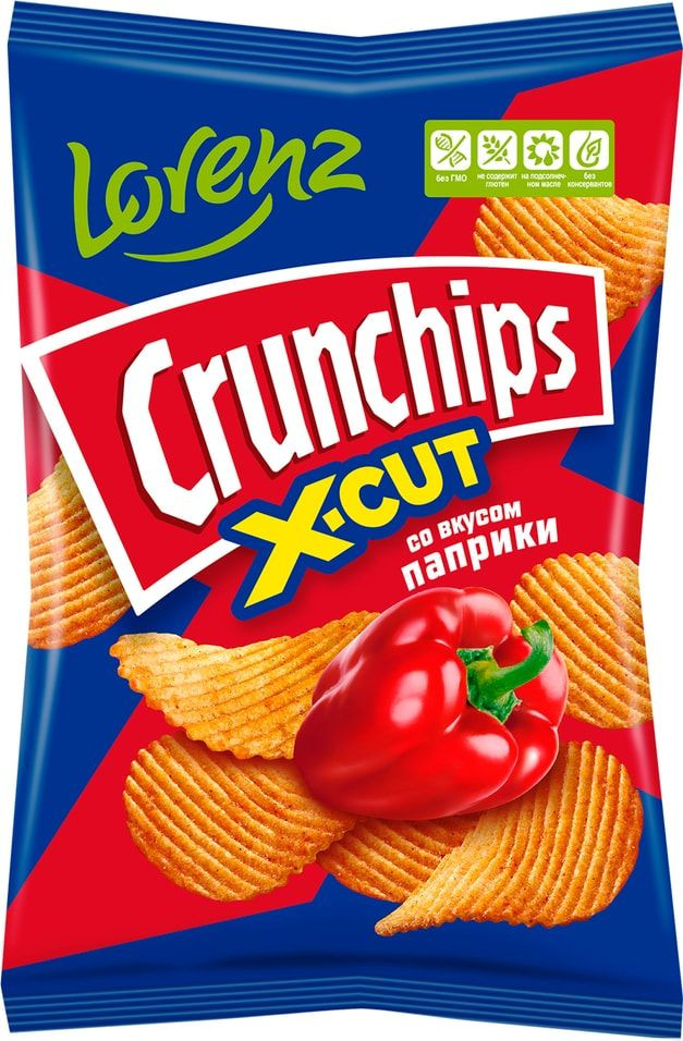 Рифленые картофельные чипсы со вкусом паприки | Crunchips X-Cut | Lorenz