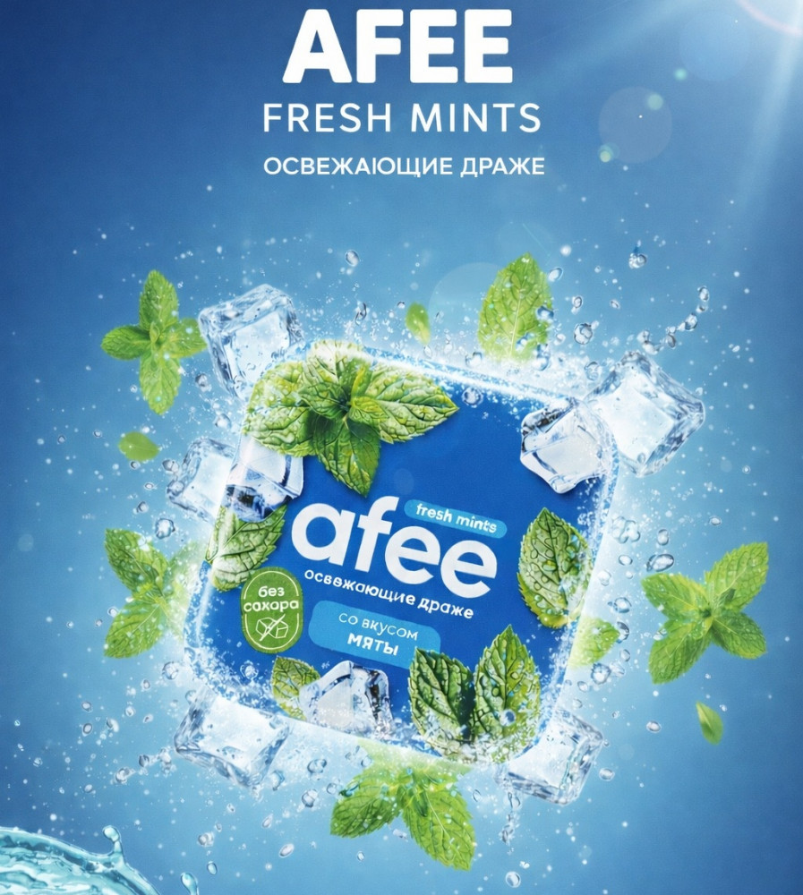 Освежающее драже без сахара Fresh Mints «Мята» | Afee