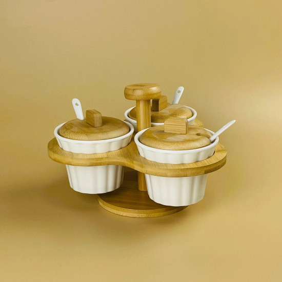 Набор банок для специй с ложками на подставке «Bamboo»