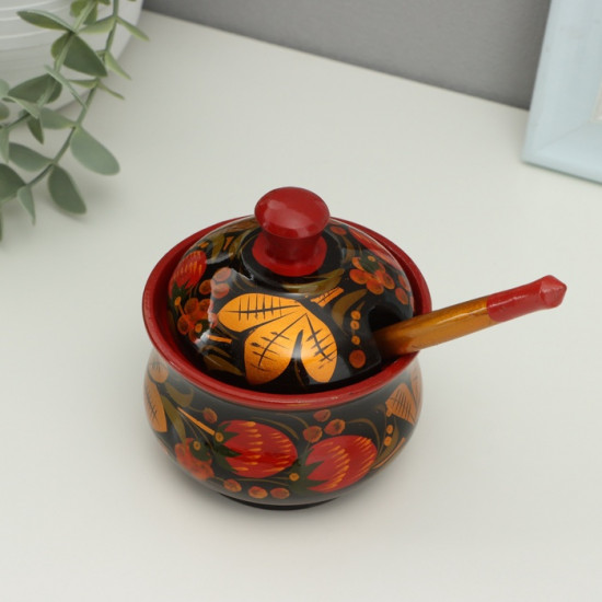 Сахарница хохлома с ложкой «Красота»