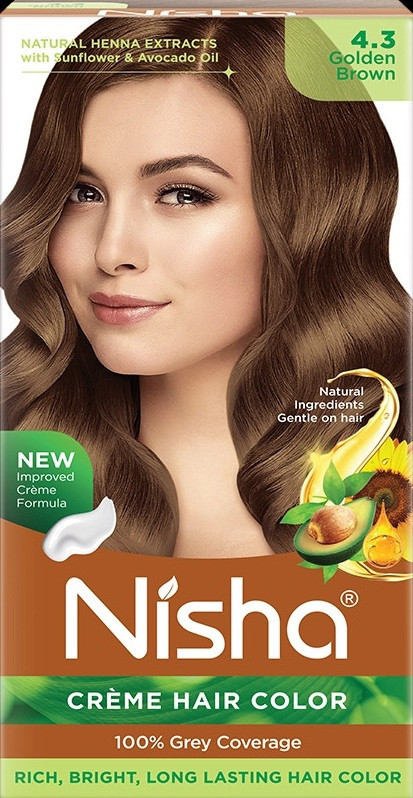 Крем-краска для волос, оттенок 4.3 Golden brown | Nisha