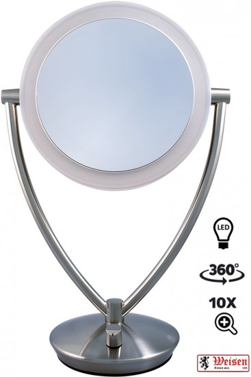 Зеркало косметическое настольное с LED-подсветкой 10х увеличение ED19MTSN-SCL