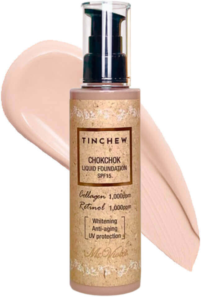 Увлажняющая тональная основа с коллагеном и ретинолом «Chokchok Liquid Foundation SPF15», оттенок 13 Light Beige | Tinchew