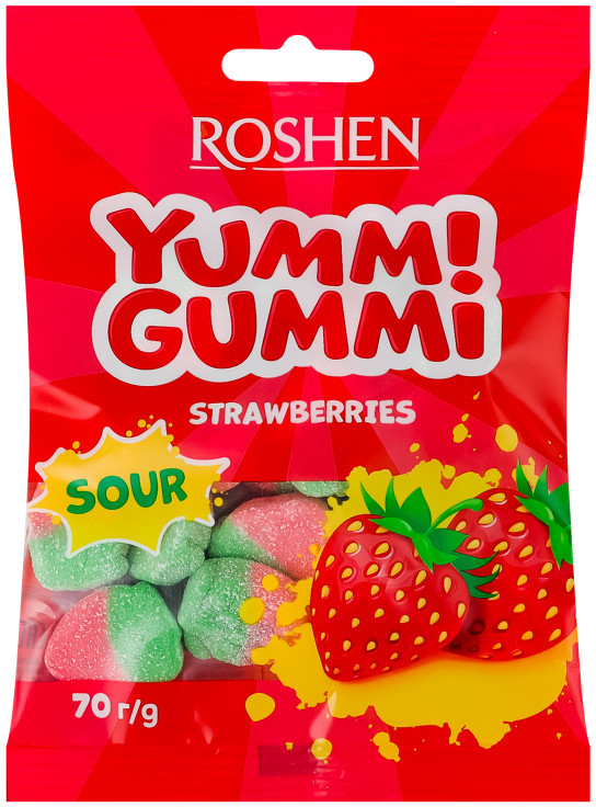 Мармелад «Yummi Gummi Sour Strawberries» | Yummi Gummi | Roshen