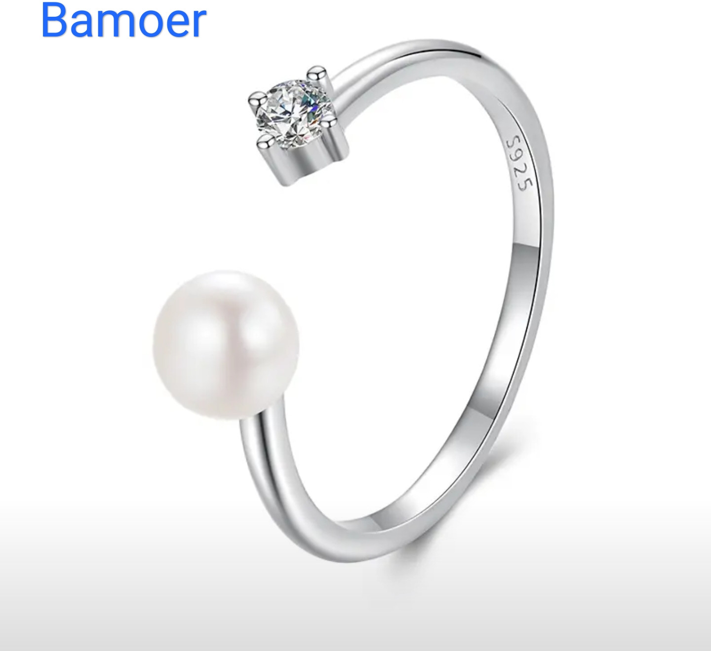 Кольцо с натуральным жемчугом и муассанитом | Bamoer