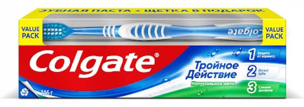 Зубная паста «Тройное действие» + щетка «Эксперт чистоты» в подарок | Colgate