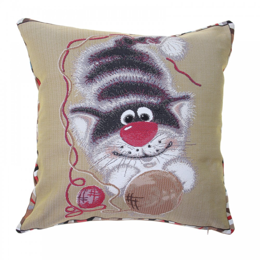 Наволочка декоративная «Кот клубок» (50х50 см, гобелен, полиэстер)