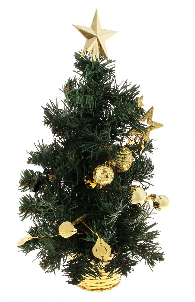 Ёлка настольная с золотистым декором