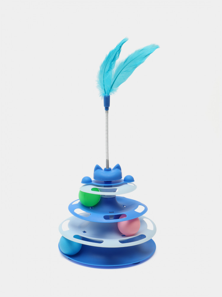 Игрушка-дразнилка для кошек с мячиками и перьями