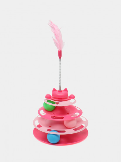 Игрушка-дразнилка для кошек с мячиками и перьями