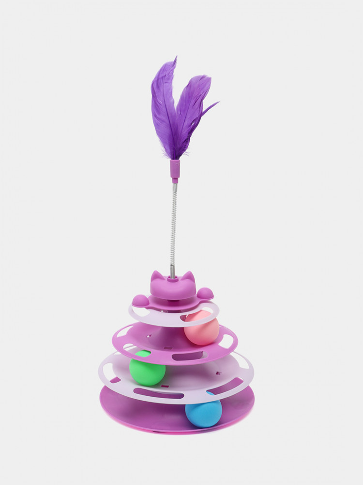 Игрушка-дразнилка для кошек с мячиками и перьями