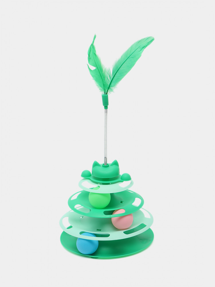 Игрушка-дразнилка для кошек с мячиками и перьями