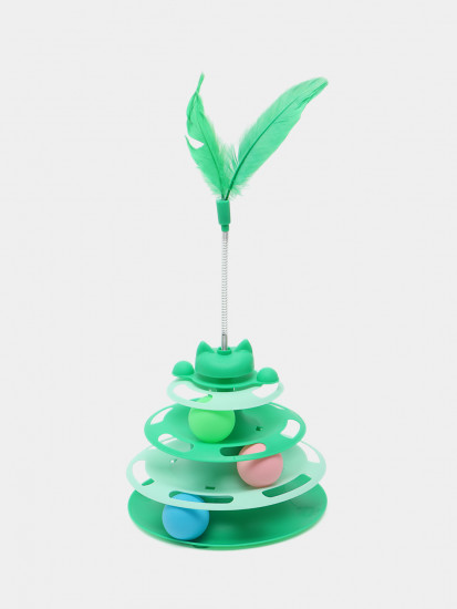 Игрушка-дразнилка для кошек с мячиками и перьями