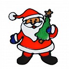 Наклейка на стекло «Весёлый Дед Мороз с ёлкой»