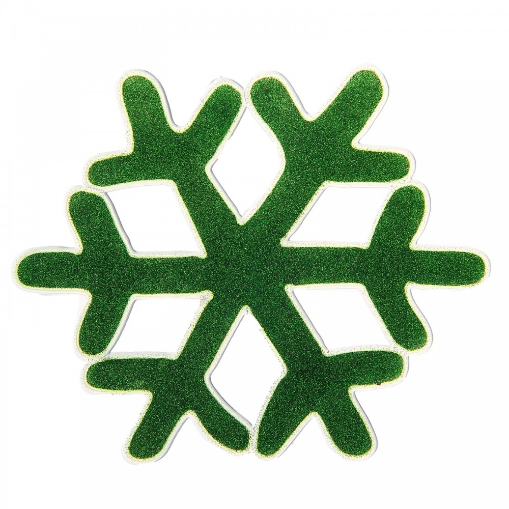 Наклейка на стекло «Зелёная снежинка с блестками»