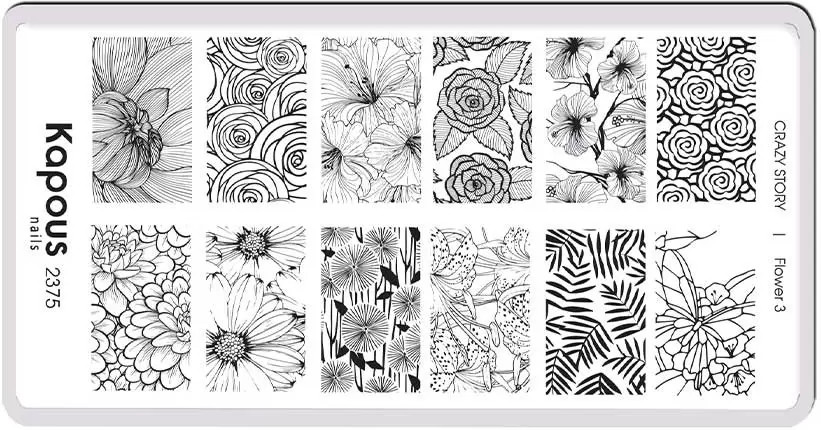 Пластина для стемпинга «Flower 3» | Crazy story | Kapous Professional