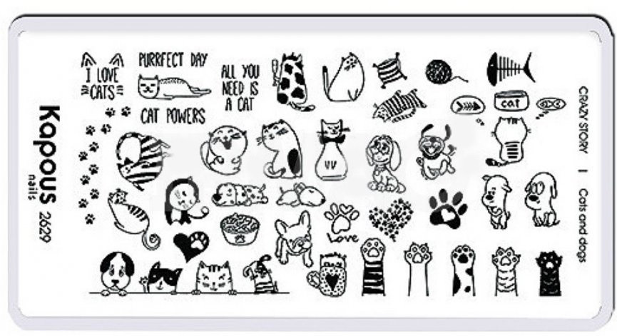 Пластина для стемпинга «Cats and dogs» | Crazy story | Kapous Professional