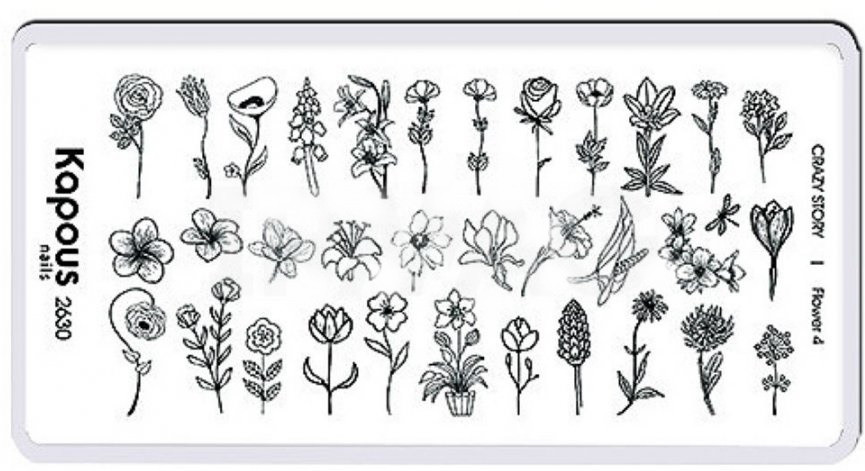 Пластина для стемпинга «Flower 4» | Crazy story | Kapous Professional