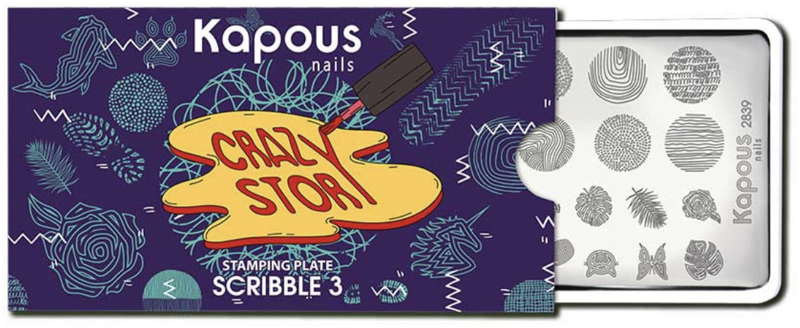 Пластина для стемпинга «Scribble №3» | Crazy story | Kapous Professional