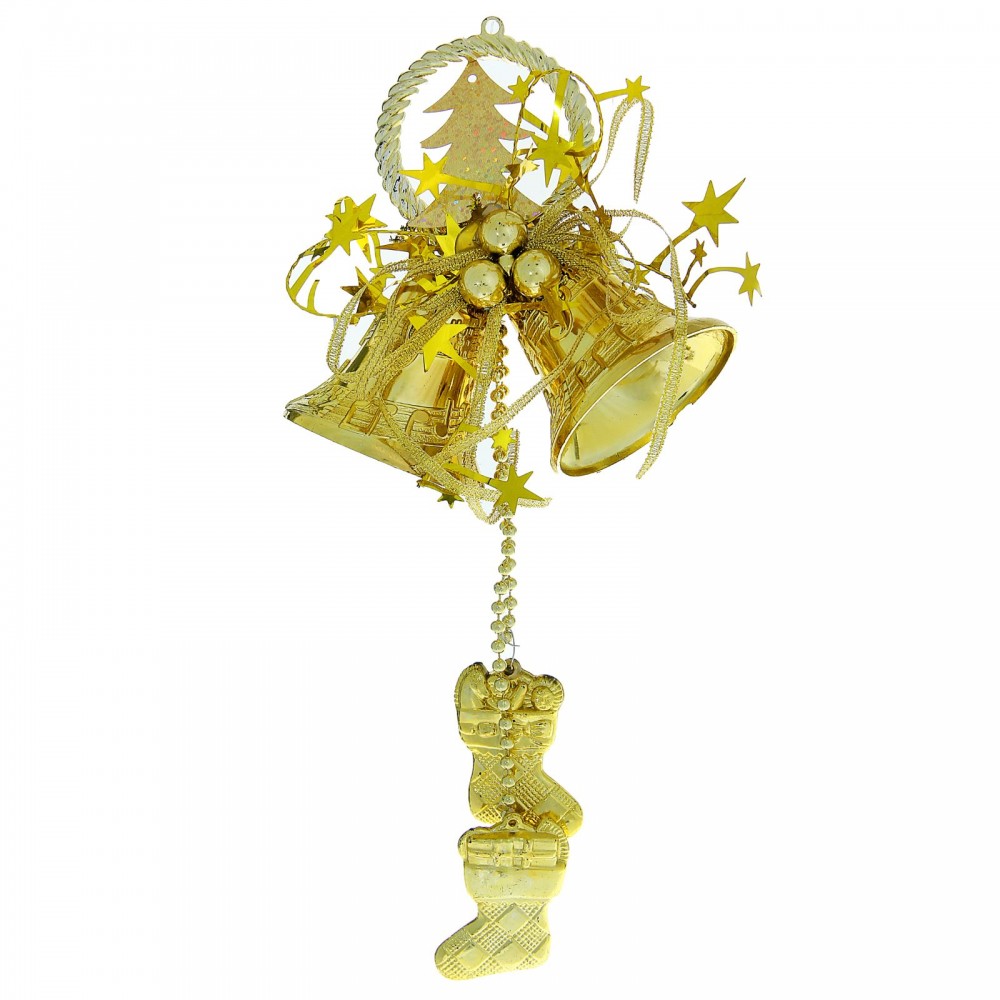 Украшение новогоднее «Колокольчик с сапожками»