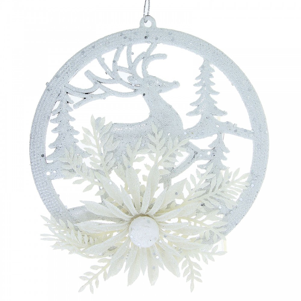 Украшение новогоднее «Олень в заснеженном лесу»