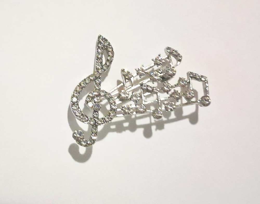 Брошь «Скрипичный ключ с нотами»