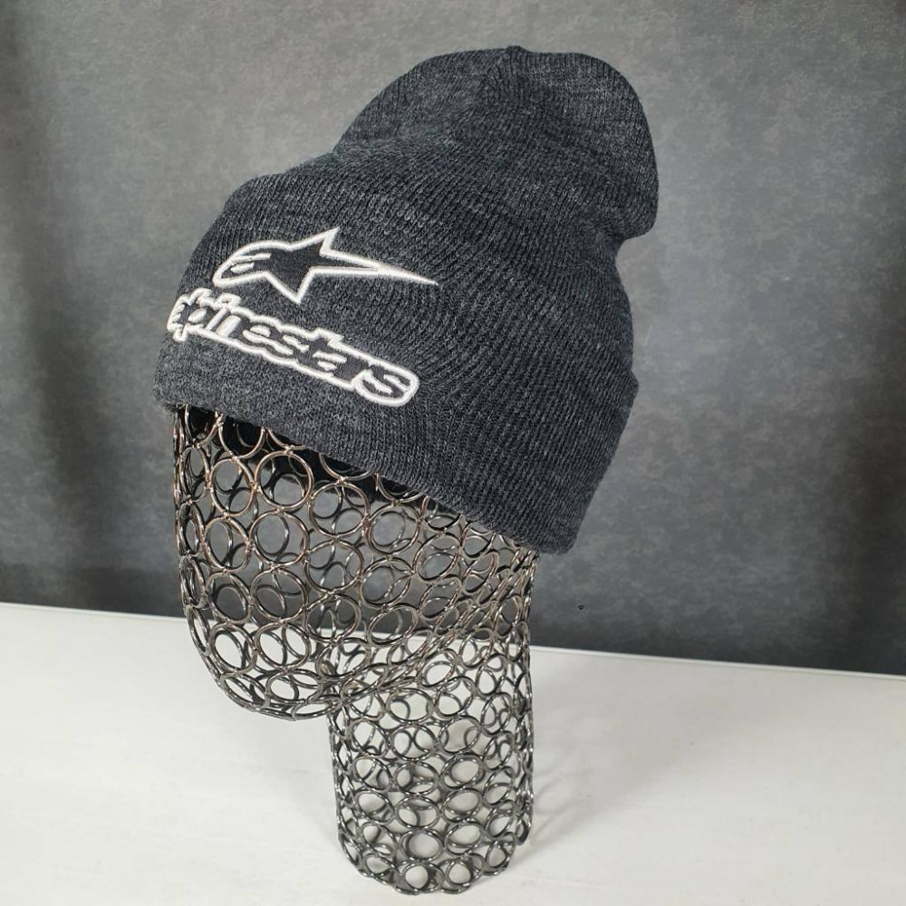 Шапка-лопатка однотонная с отворотом, двойная вязка | Alpinestars