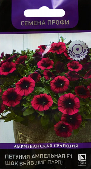 Семена петунии ампельной «F1 Шок Вейв Дип Парпл»