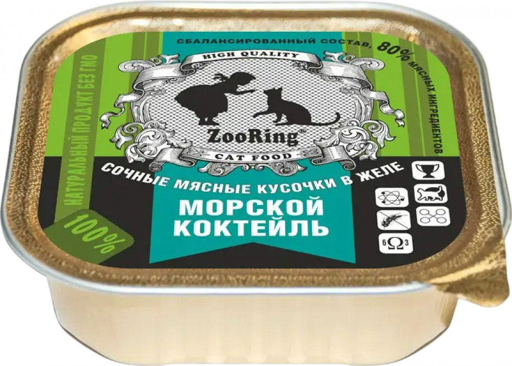 Корм влажный для взрослых кошек «Морской коктейль» | ZooRing