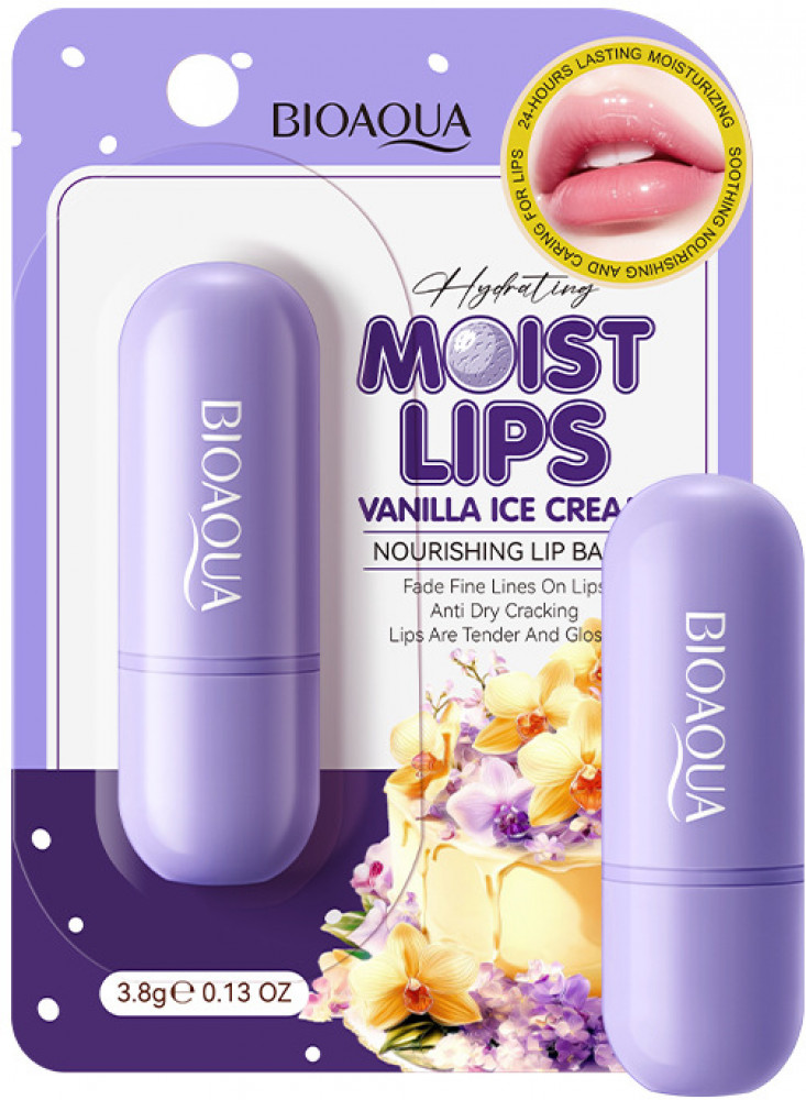 Питательный увлажняющий гигиенический бальзам для губ «Vanilla Ice Cream Cake» | Bioaqua