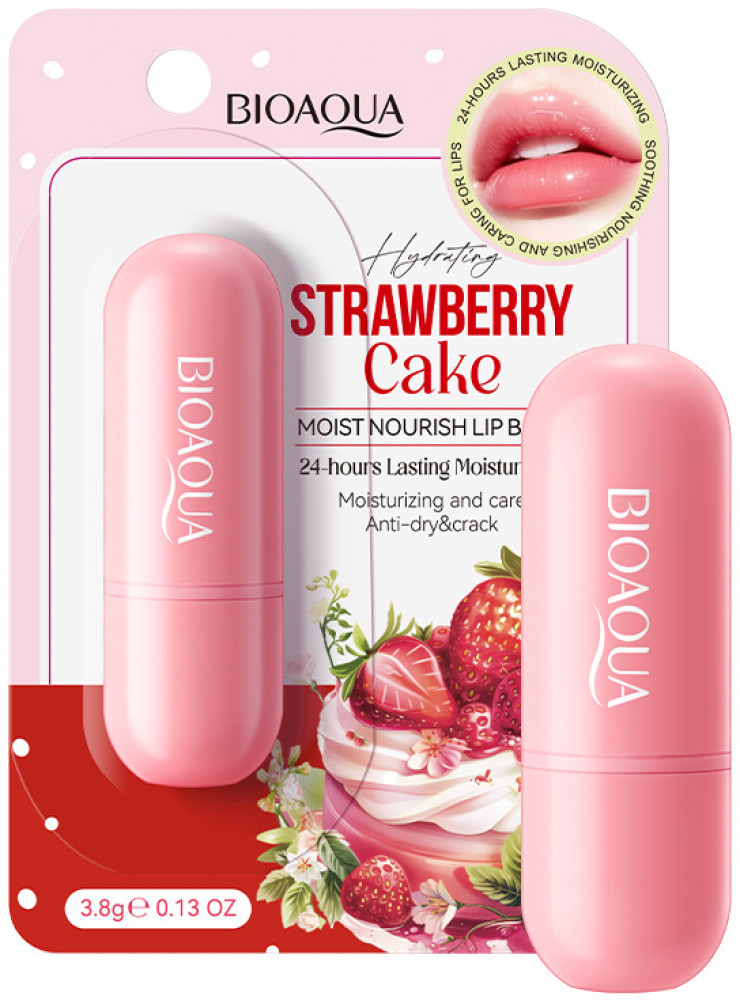 Питательный увлажняющий гигиенический бальзам для губ «Strawberry Cake» | Bioaqua